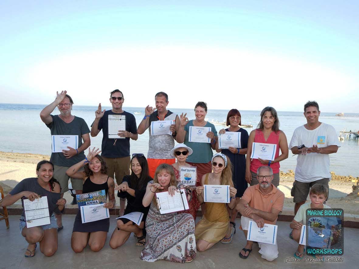 Group of certified Reef Check EcoDivers